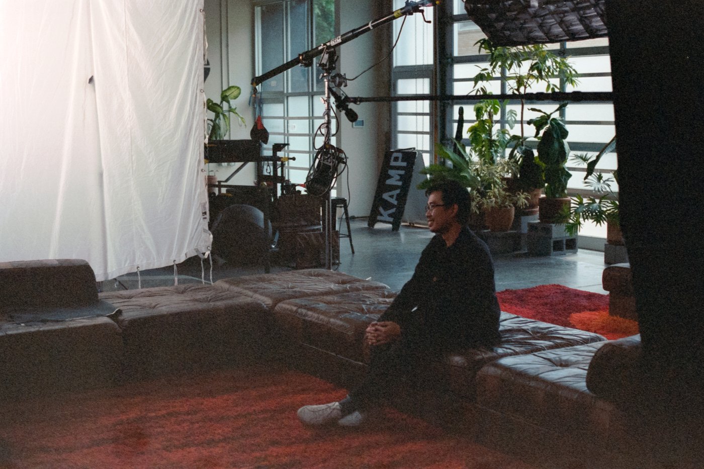 Behind the scenes on the Kamp Grizzly shoot: the styled set seen from above.